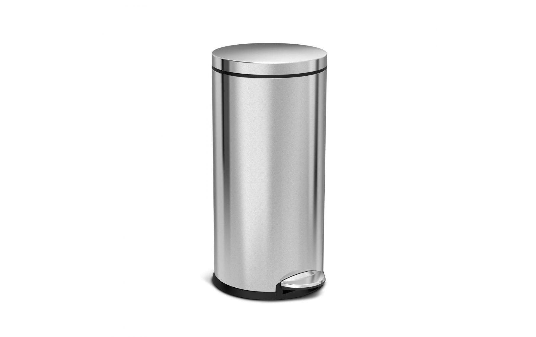 simplehuman Papierkorb – 30 l, Edelstahl, B × H × T 315 × 650 × 384 mm, Anti-Rutsch-Basis