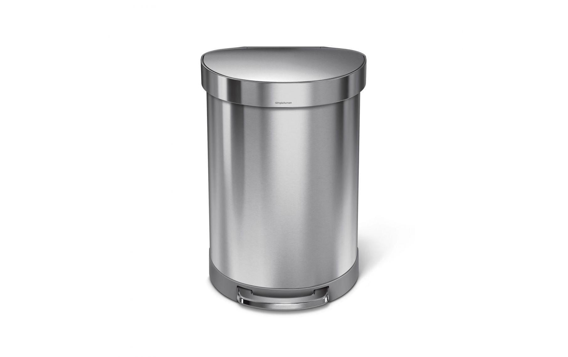 simplehuman Abfallcontainer – 60 l, mit Deckel, Edelstahl – B × H × T 455 × 670 × 417 mm