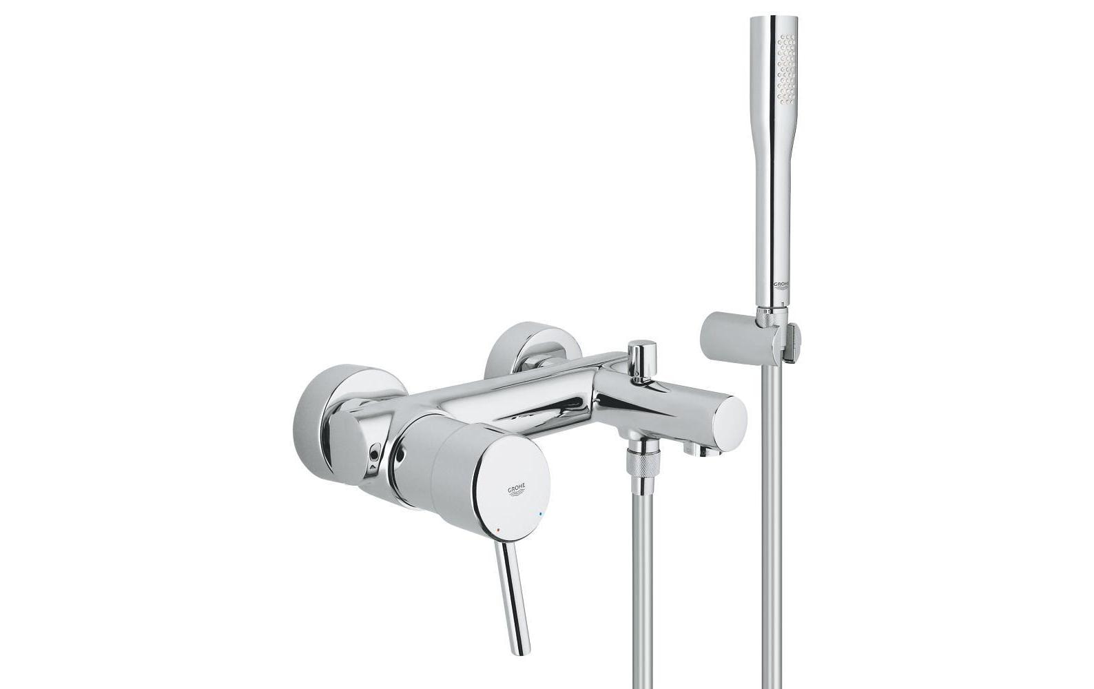 GROHE Concetto Badebatterie – Einhebelmischer, Messing, Wandmontiert, Chrom