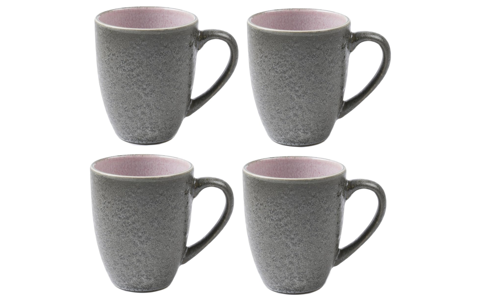 BITZ Kaffeetasse – 4er Set, 300 ml, Ø 8,5 cm, Steinzeug, Grau/Rosa, spülmaschinenfest, mikrowellengeeignet