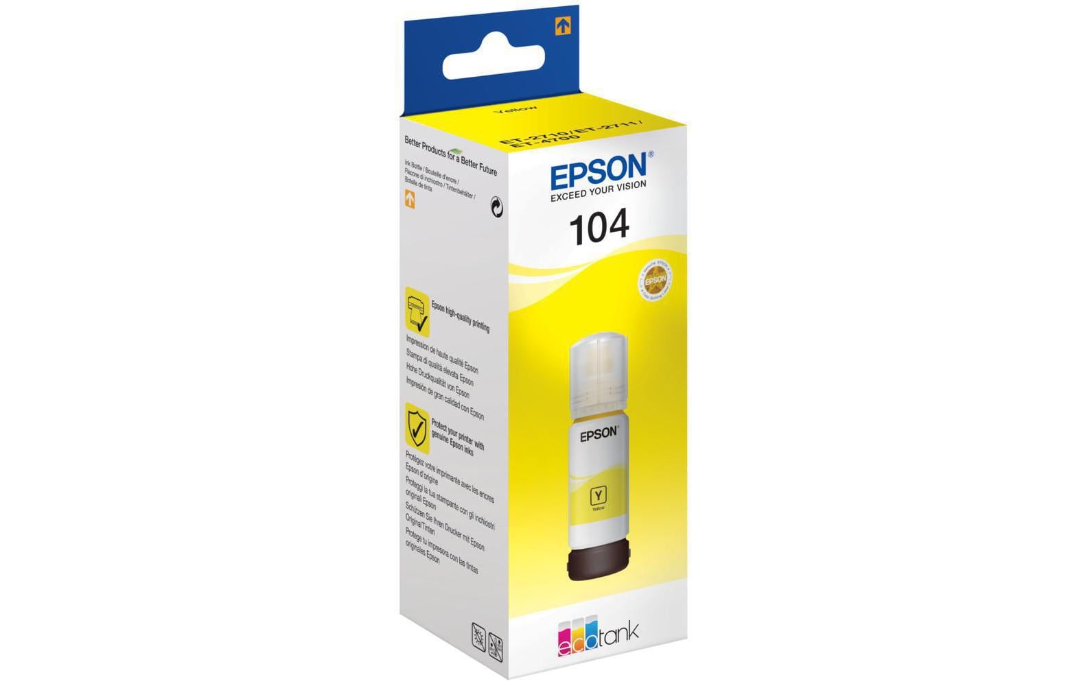 Epson Tintenpatrone 104, Gelb, 65 ml – für Inkjetdrucker/Multifunktionsgeräte