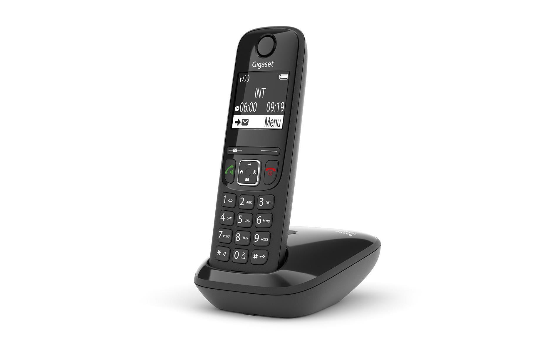 Gigaset AS690 – Analoges DECT-Telefon mit Freisprecheinrichtung, Telefonbuch 100 Einträge, Schwarz