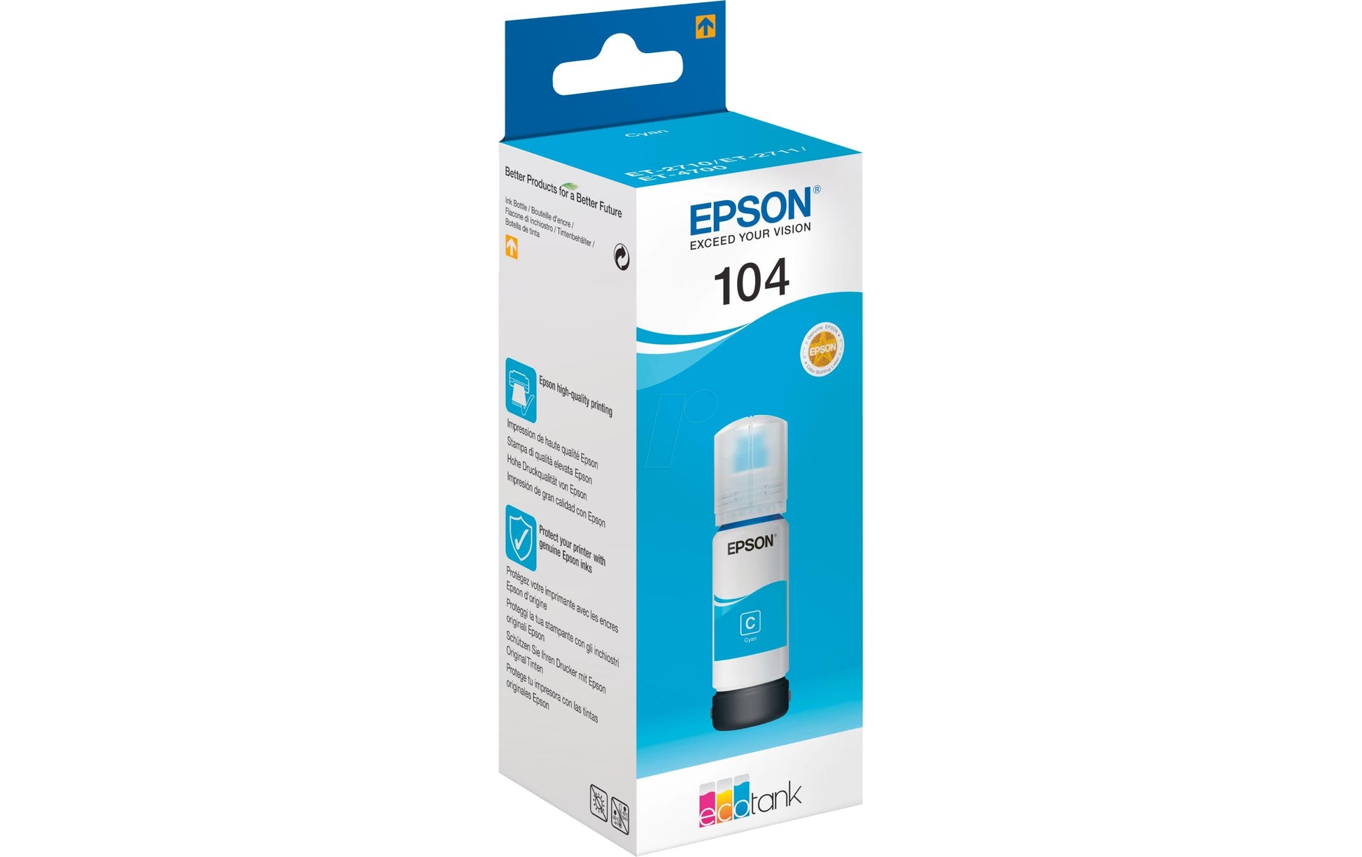Epson Tintenpatrone 104, Cyan, 65 ml – für Inkjetdrucker/Multifunktionsgeräte