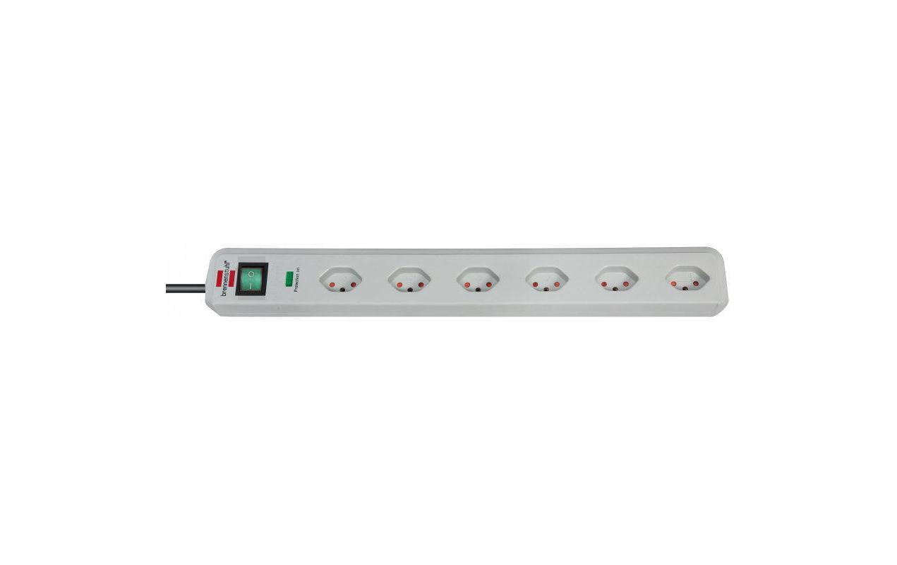 Brennenstuhl Eco-Line Steckdosenleiste – 6× T13, 1,5 m, mit Schalter, Grau