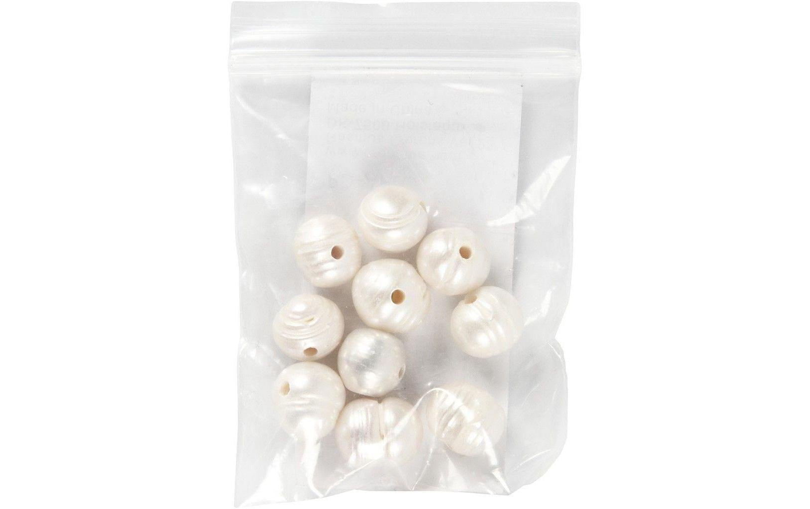 Creativ Company Süsswasserperlen, oval – Perlmutt – Ø 11 mm, Loch 2 mm – 10 Stk.