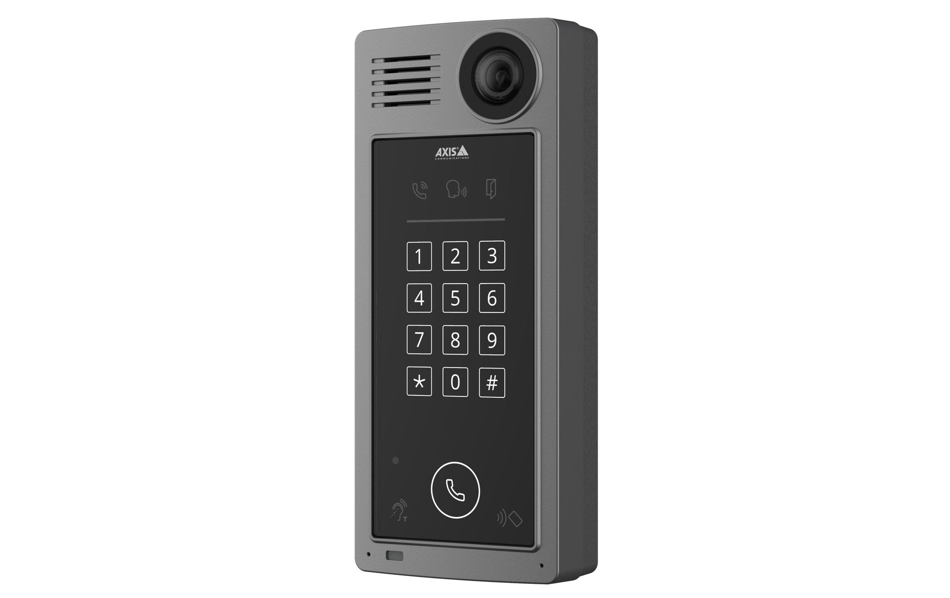 Axis Netzwerk Video Intercom A8207-VE MKII – für HID iClass, Mifare DESFire EV1/EV2, 1 Taste, grau, IP66