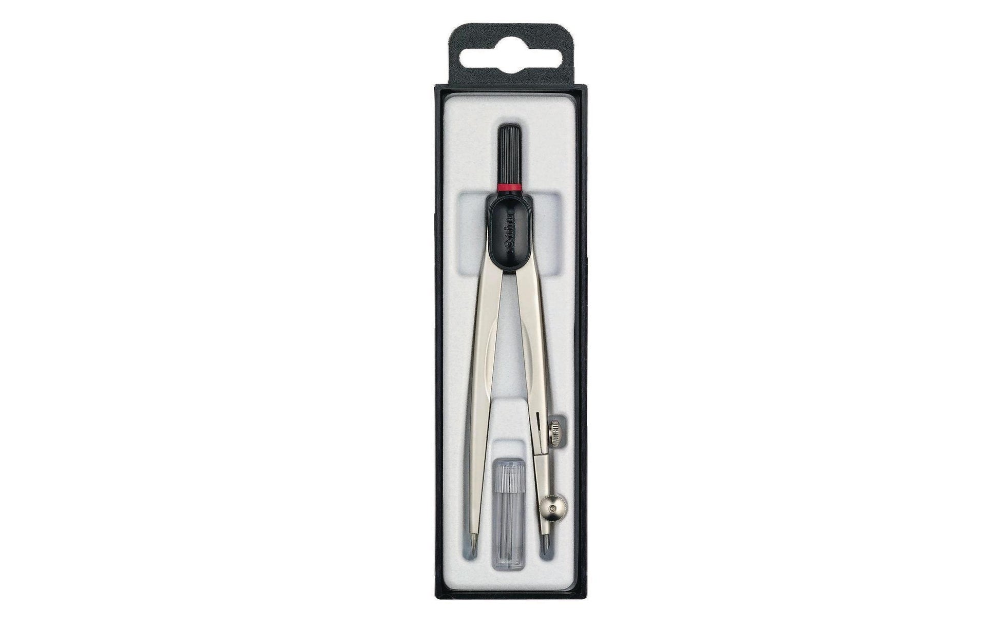 Rotring Zirkel – Schenkellänge 13 cm, Radius 16 cm, Aufnahme bis 3,5 mm, Messing, silber – Etui