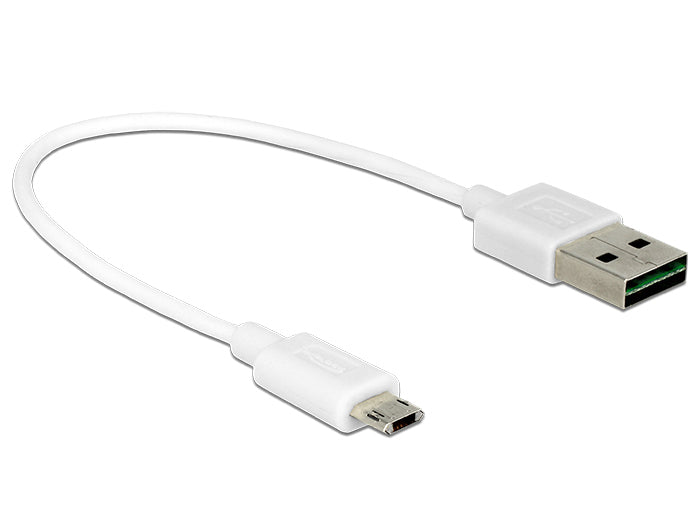 DeLOCK USB-Kabel – USB-A auf Micro-USB-B – USB 2.0 (480 Mbit/s) – 0,2 m – Goldstecker – Weiss