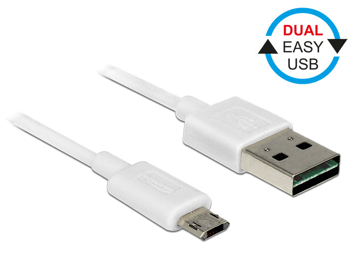 DeLOCK USB-Kabel – USB-A auf Micro-USB-B – USB 2.0 (480 Mbit/s) – 0,2 m – Goldstecker – Weiss