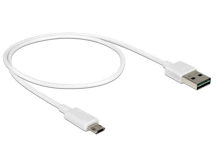 DeLOCK USB-A auf Micro-USB-B Kabel – USB 2.0 (480 Mbit/s) – 0,5 m – Goldkontakte – Weiss