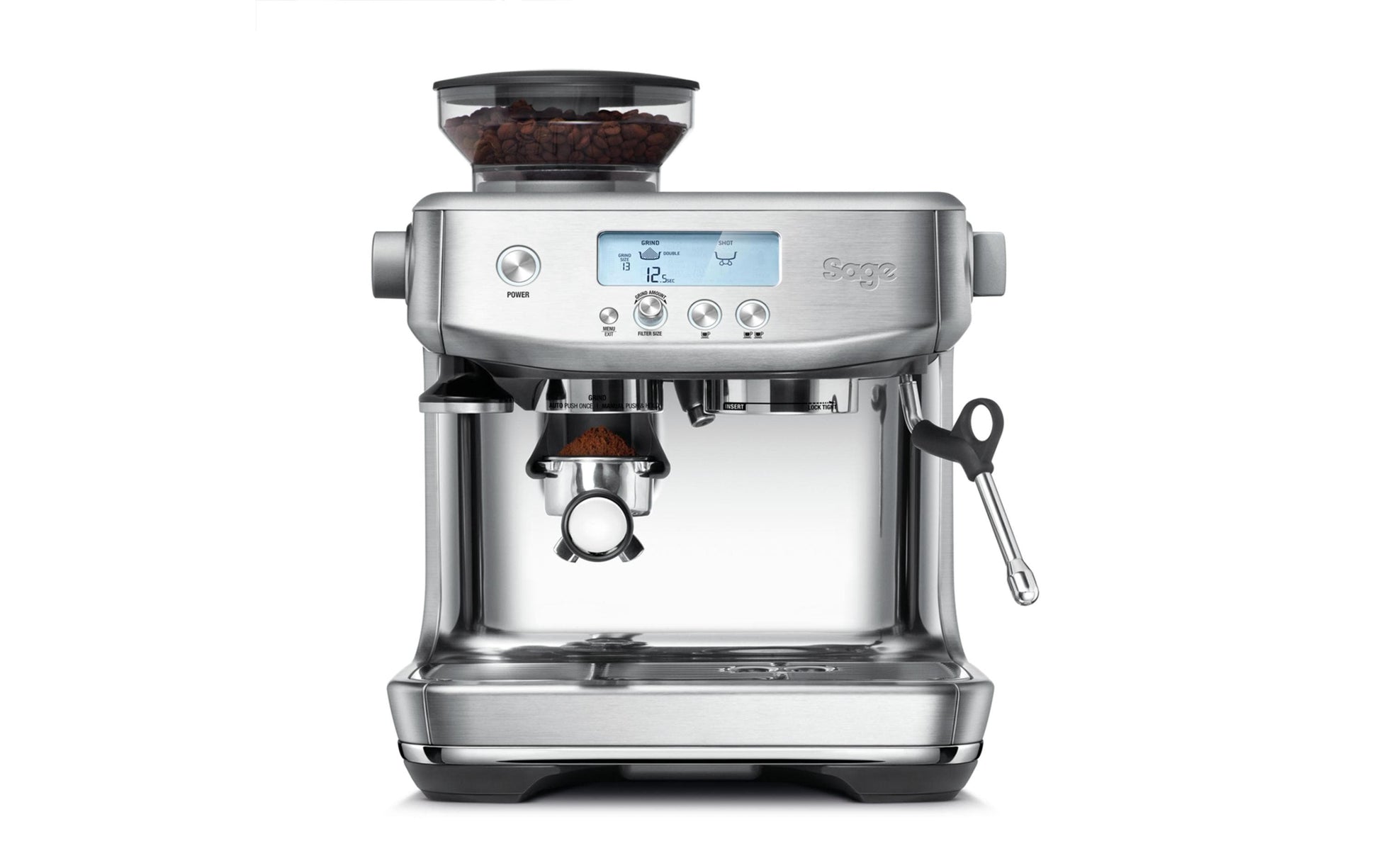 Sage Barista Pro Espressomaschine (Siebträger) – 9 bar, 2 l, Milchaufschäumer, Silber