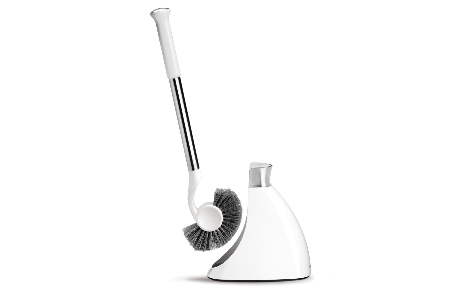 simplehuman WC-Bürstenset – Kunststoff, Edelstahl, weiss, sichelförmige Form, H 47,2 cm