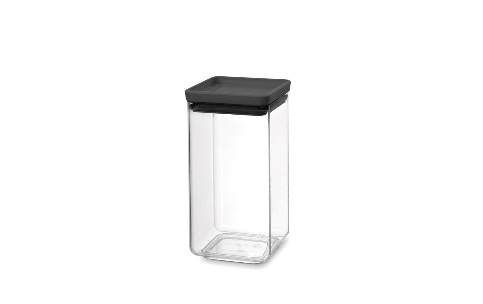 Brabantia Vorratsdose 1,6 l, 11 × 11 × 20 cm, Kunststoff/Silikon, transparent/schwarz
