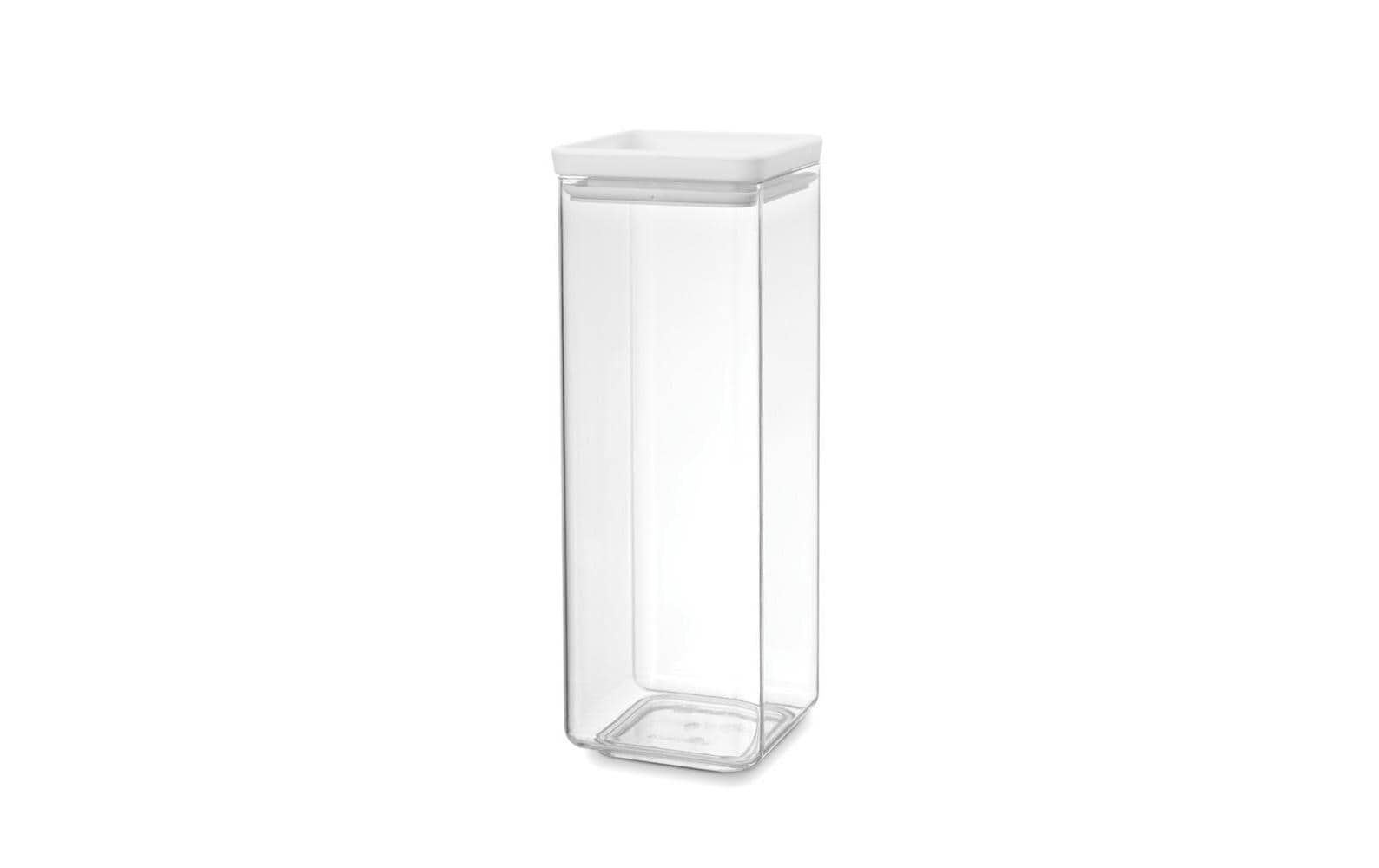 Brabantia Tasty+ – Vorratsdose 2,5 l, 11 × 11 × 29,5 cm, Kunststoff/Silikon, transparent/weiss