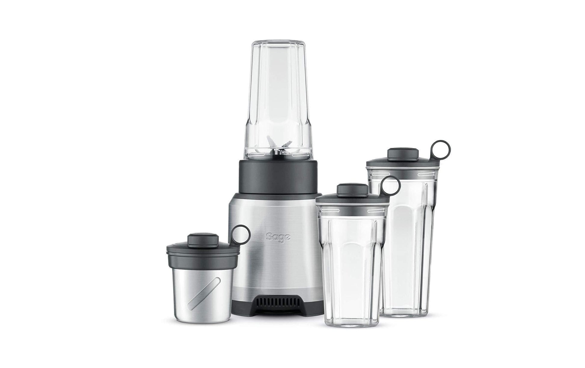 Sage Smoothie-Mixer Boss To Go Plus – 700 ml, 2×500 ml, 1000 W, spülmaschinenfest – silber/transparent