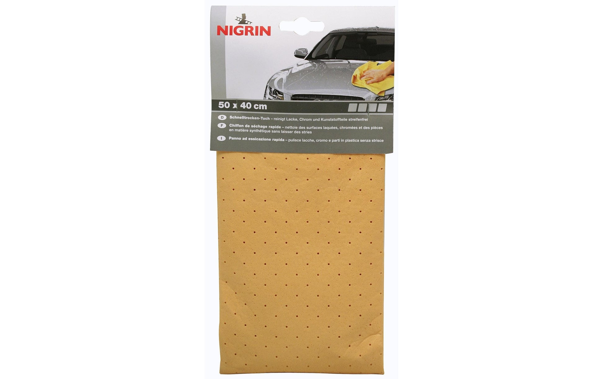 Nigrin Mikrofasertuch schnelltrocknend – gelocht – 50 × 40 cm – Gelb