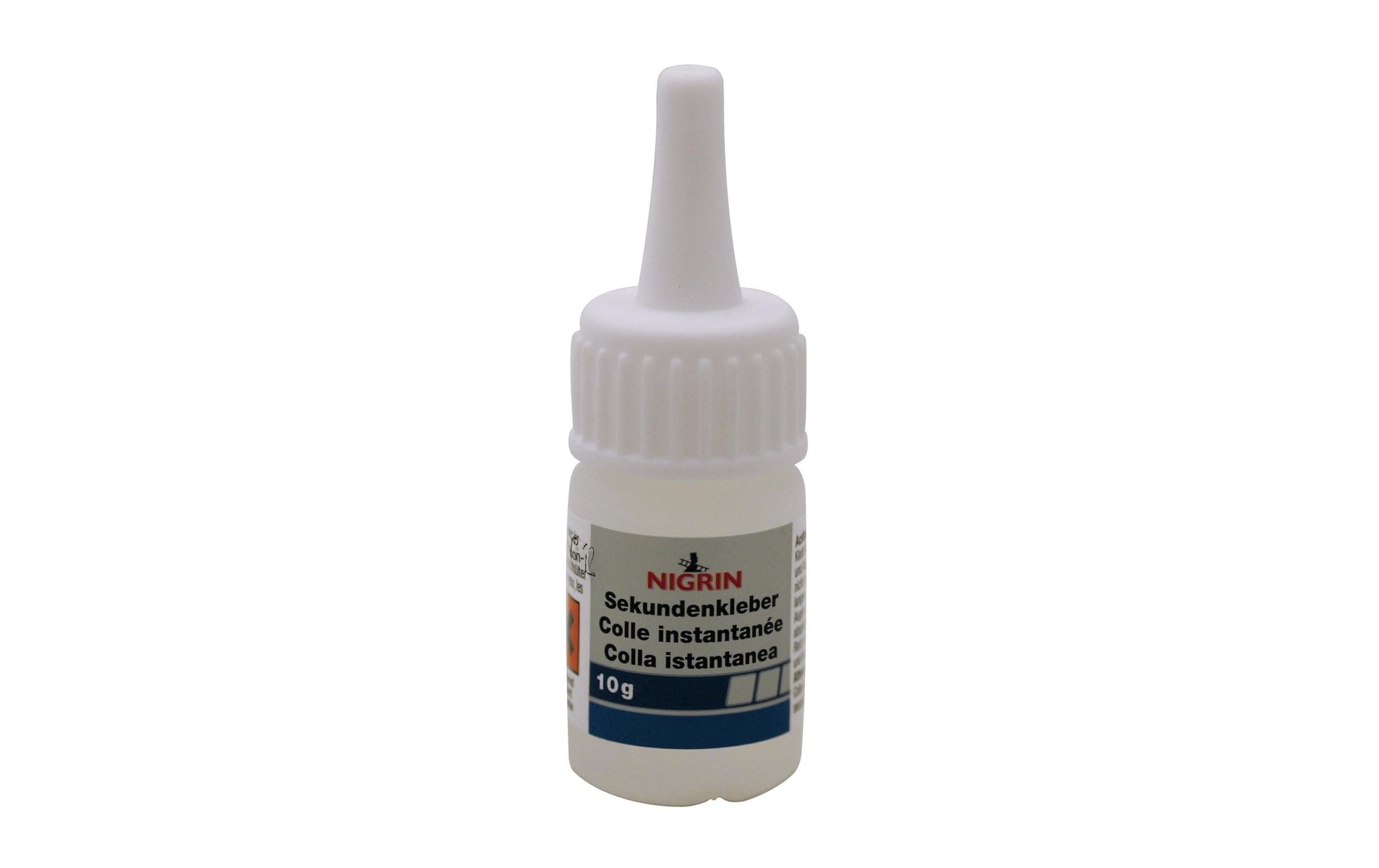 Nigrin Sekundenkleber – transparent – 10 g – für Metall, Gummi, Leder