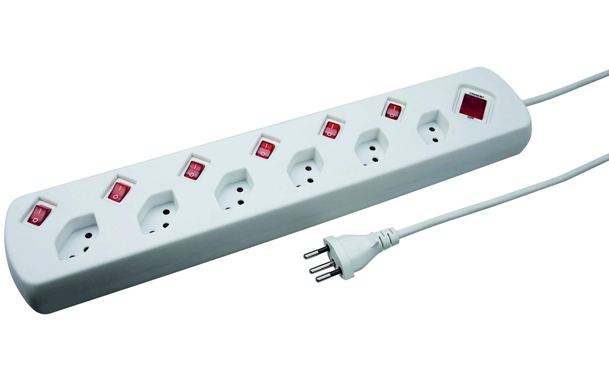 Steffen POWER EASY Steckdosenleiste, 6×T13, mit Schalter, 1,5 m, mit Kinderschutz – Weiss