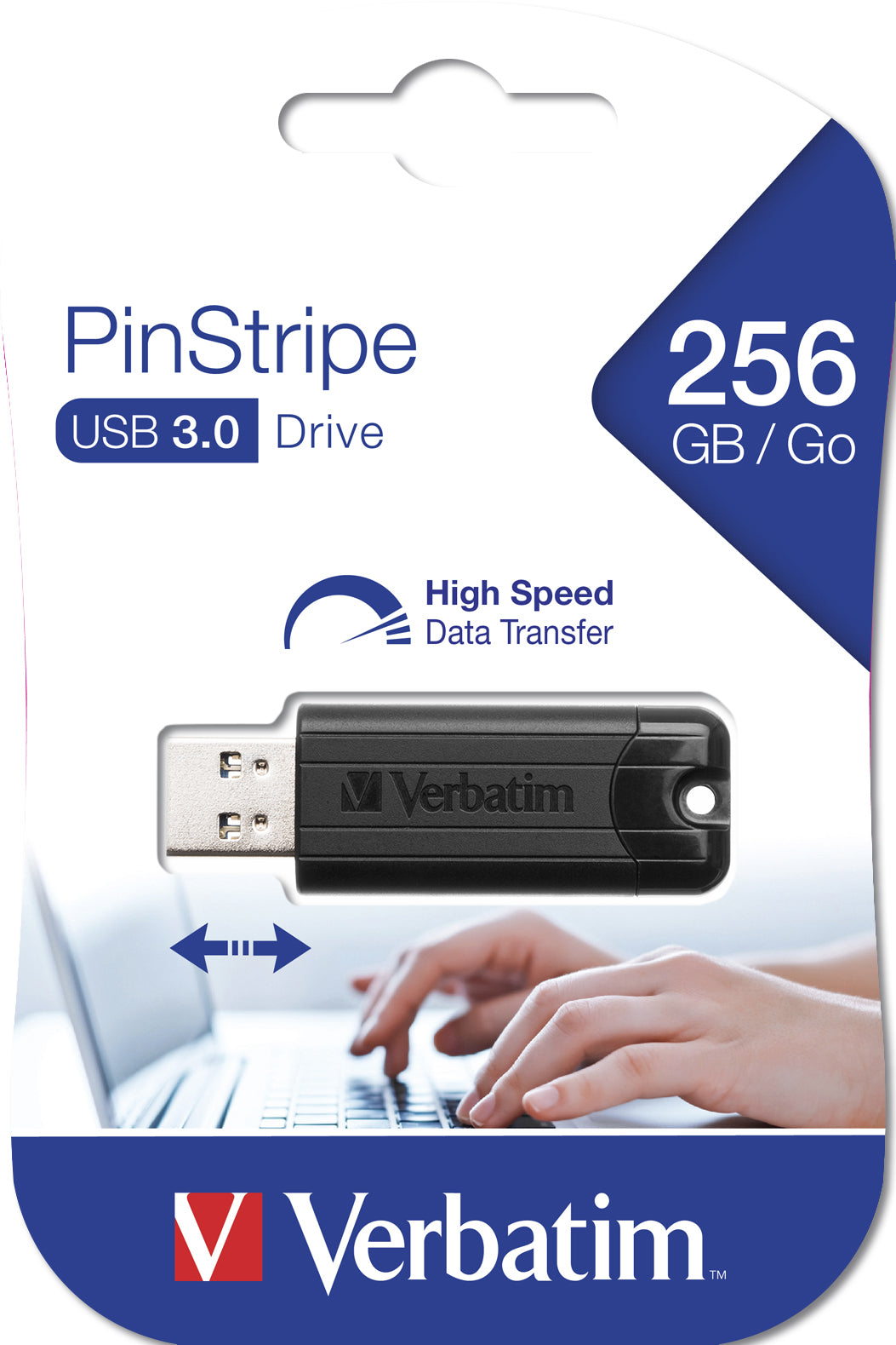 Verbatim Pin Stripe USB-Stick – 256 GB, USB 3.0, Schwarz