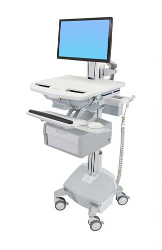 Ergotron StyleView SAU-EU – Computerwagen mit LCD-Pivot, 1 Schublade, mit LiFe-Akku, bis 24", Weiss