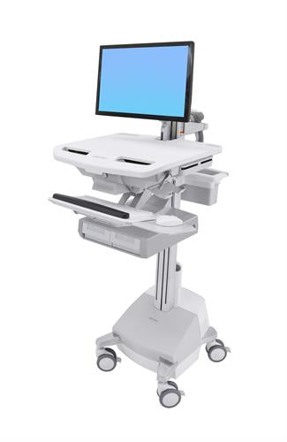 Ergotron StyleView SLA Elektrifizierter IT-/Medizin-Fahrwagen – LCD-Arm, doppelte Schublade