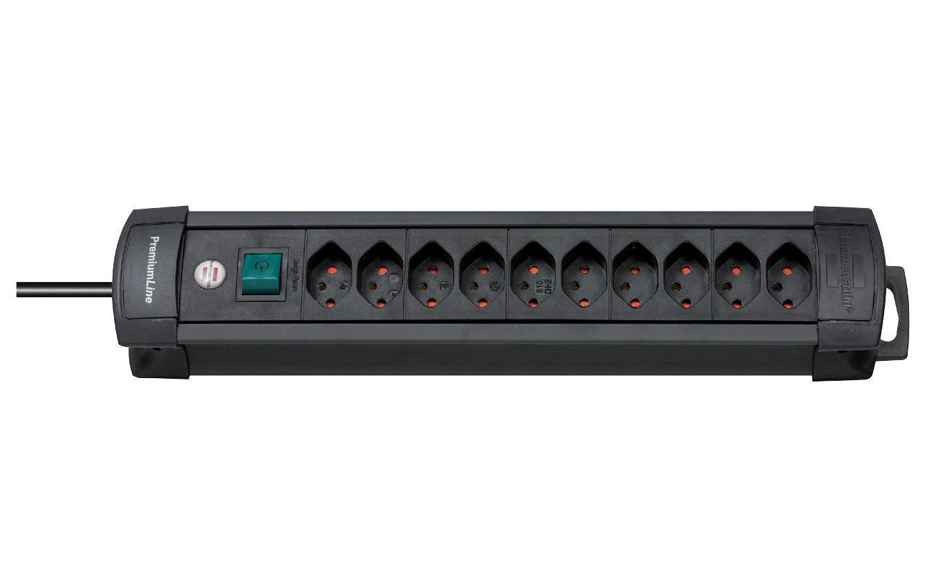 Brennenstuhl Premium-Line – Steckdosenleiste, 10× T13, mit Schalter, 3 m, Stecker T12