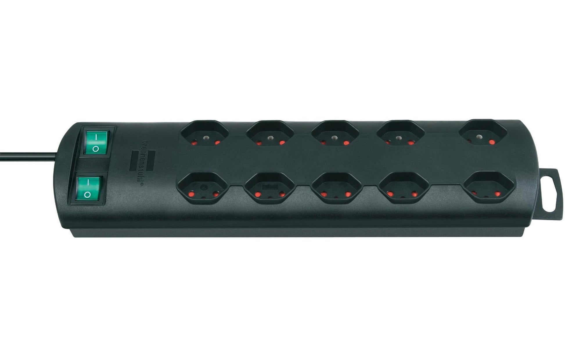 Brennenstuhl Primera-Line – Steckdosenleiste, 10× T13, mit 2 Schaltern, 2 m, Stecker T12