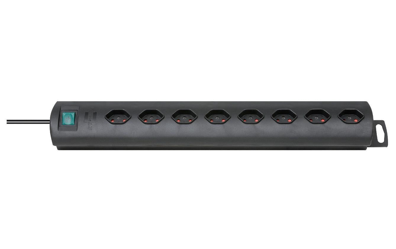 Brennenstuhl Primera-Line Steckdosenleiste, 8×T13, mit Schalter, 2 m, Eingang T12 – Schwarz