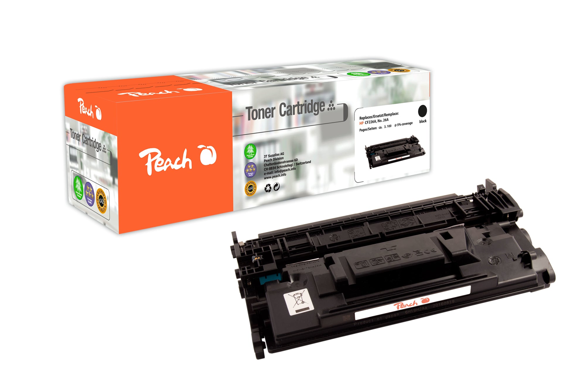 Peach Toner CF226A – schwarz, 3100 Seiten – für HP LaserJet Pro M402/MFP M426 und andere