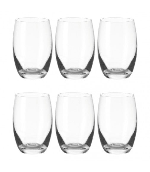 Leonardo Trinkglas – 6er Set, 460 ml, Ø 8,5 cm, H 12,5 cm, Kristallglas, Transparent, spülmaschinenfest