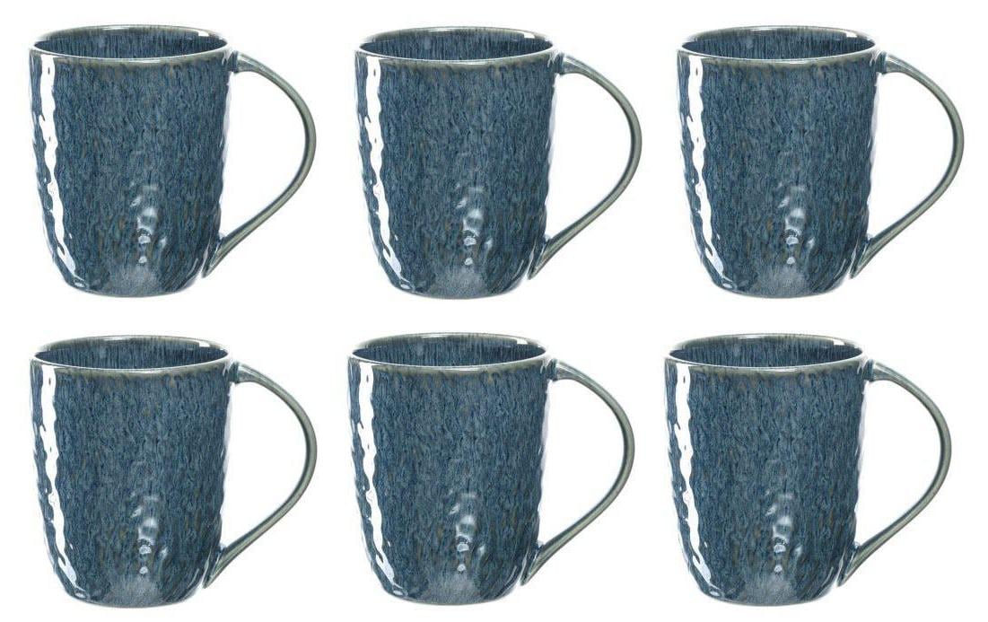 LEONARDO Matera Cappuccinotasse – 0,43 l, Keramik, Blau, mit Henkel, mikrowellenfest, spülmaschinenfest, 6 Stück