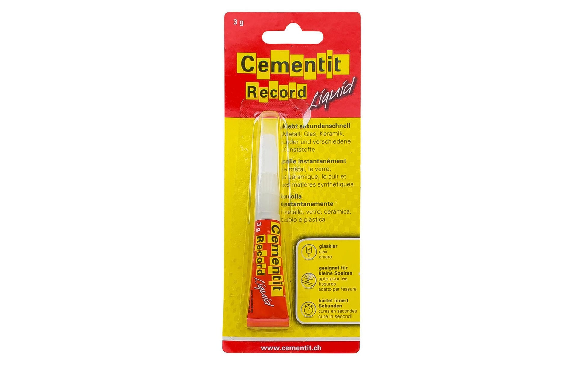 Cementit Sekundenkleber – permanent, transparent, schnelltrocknend, 3 g, für Kunststoffe, Gummi, Holz usw.