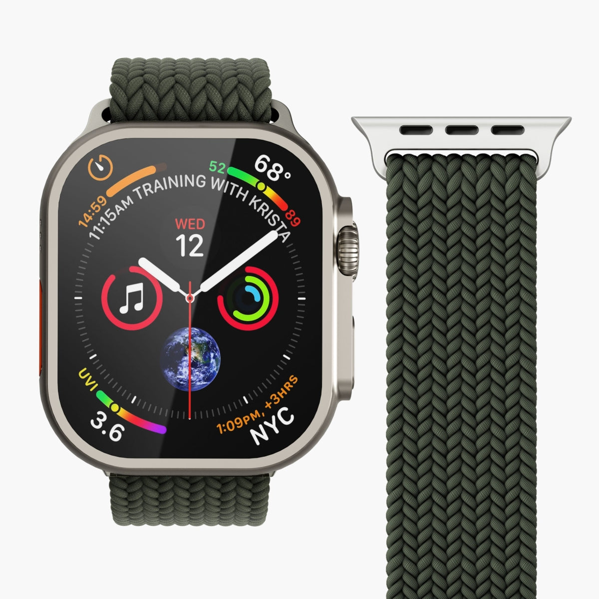 Vonmählen Woven Loop – Olive, für Apple Watch 44–49 mm