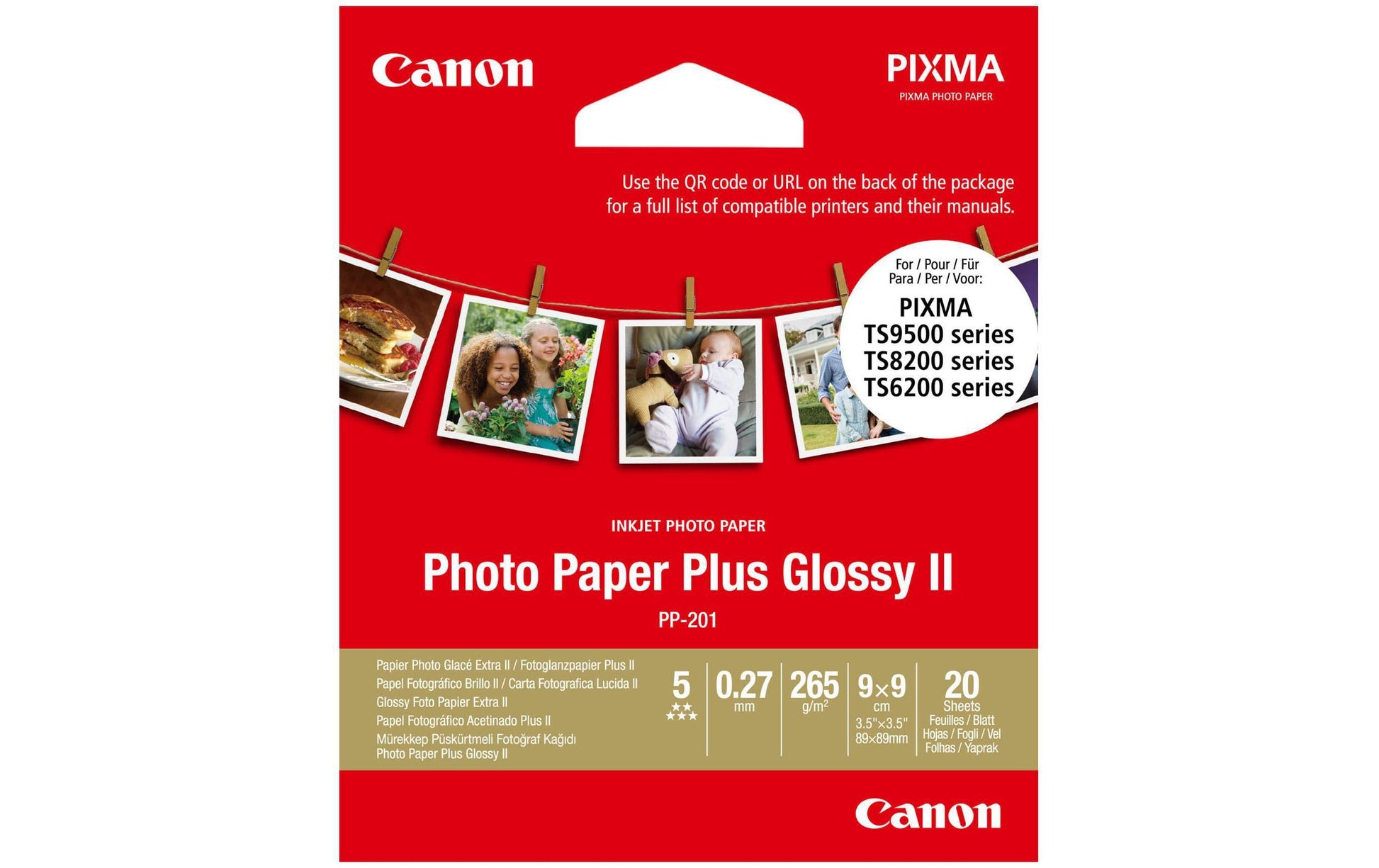 Canon PP-201 Fotopapier – 89 × 89 mm, 20 Blätter