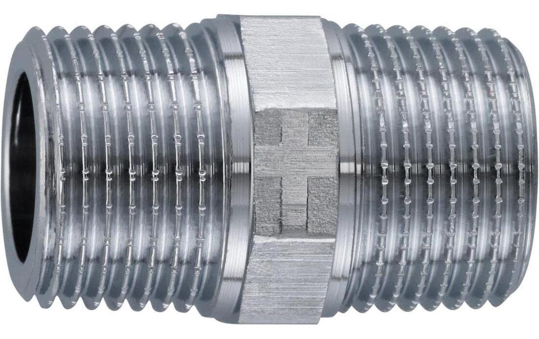 Mateu Doppelnippel konisch ISO 7/1 – Anschluss 3/4", Ø 19 mm, verchromter Rotguss