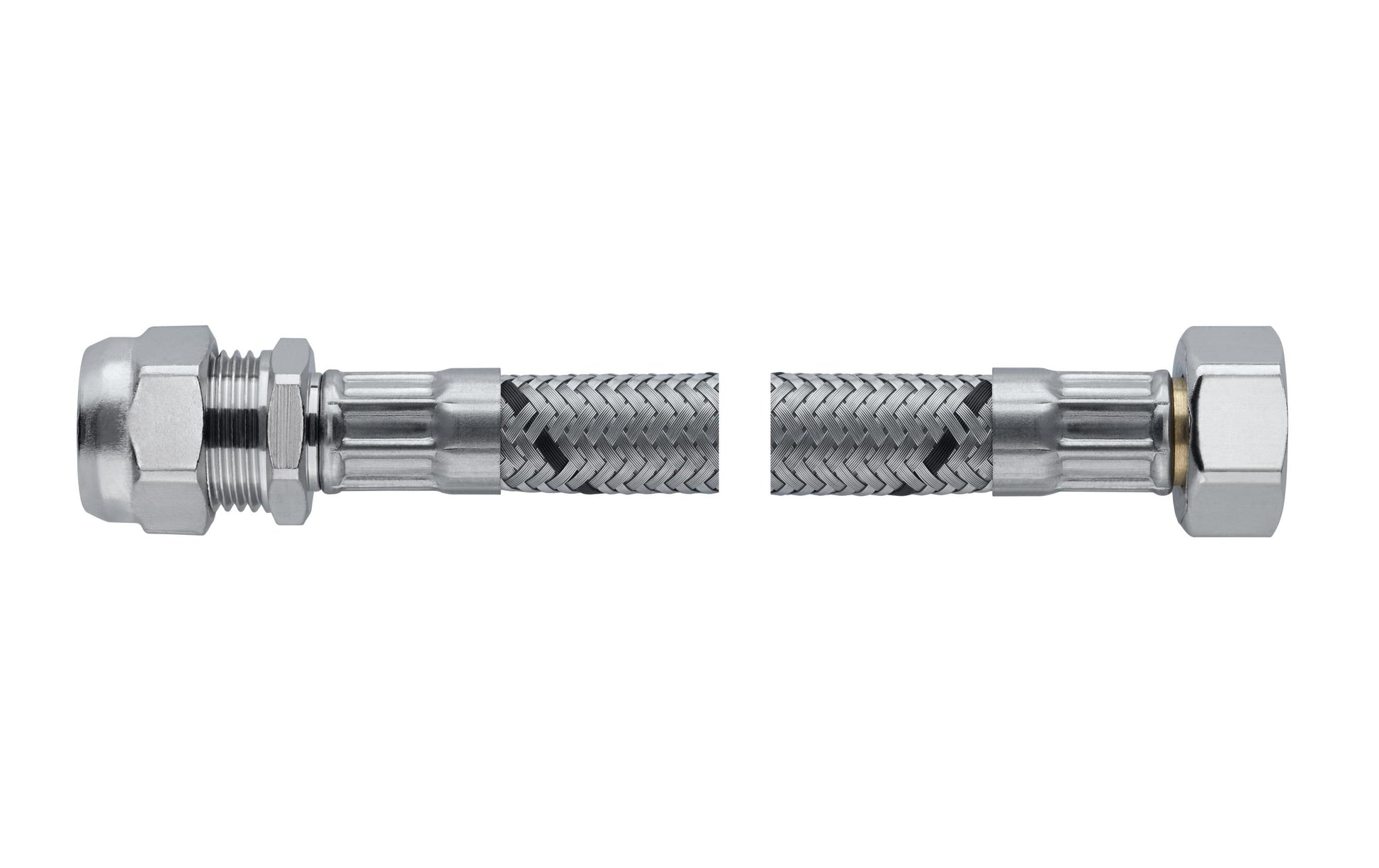 Flexo Zulaufschlauch DN8 – 3/8" Anschlüsse, 12 cm, Edelstahl, Chrom, für Armatur