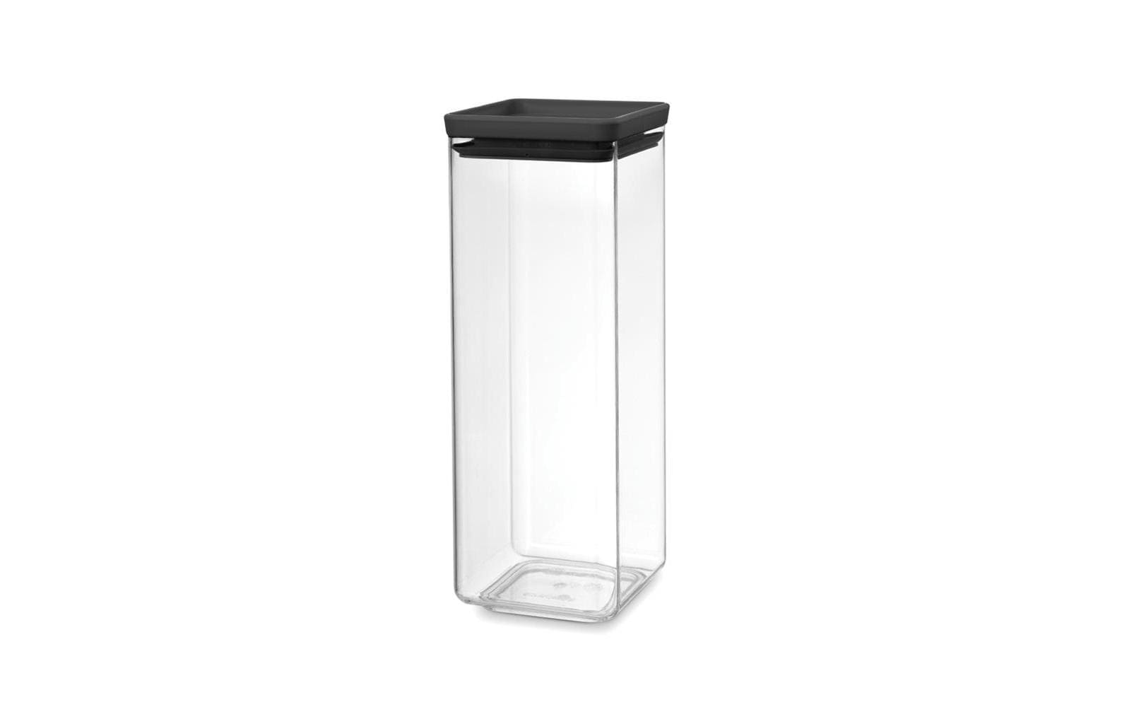 Brabantia Tasty+ – Vorratsdose 2,5 l, 11 × 11 × 29,5 cm, Kunststoff/Silikon, transparent/schwarz