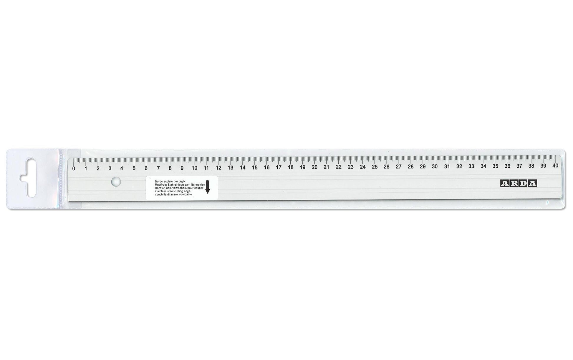 Arda Wandtafel-Lineal 40 cm – Aluminium, silber, mit Stahl-Schneidekante, rutschfest