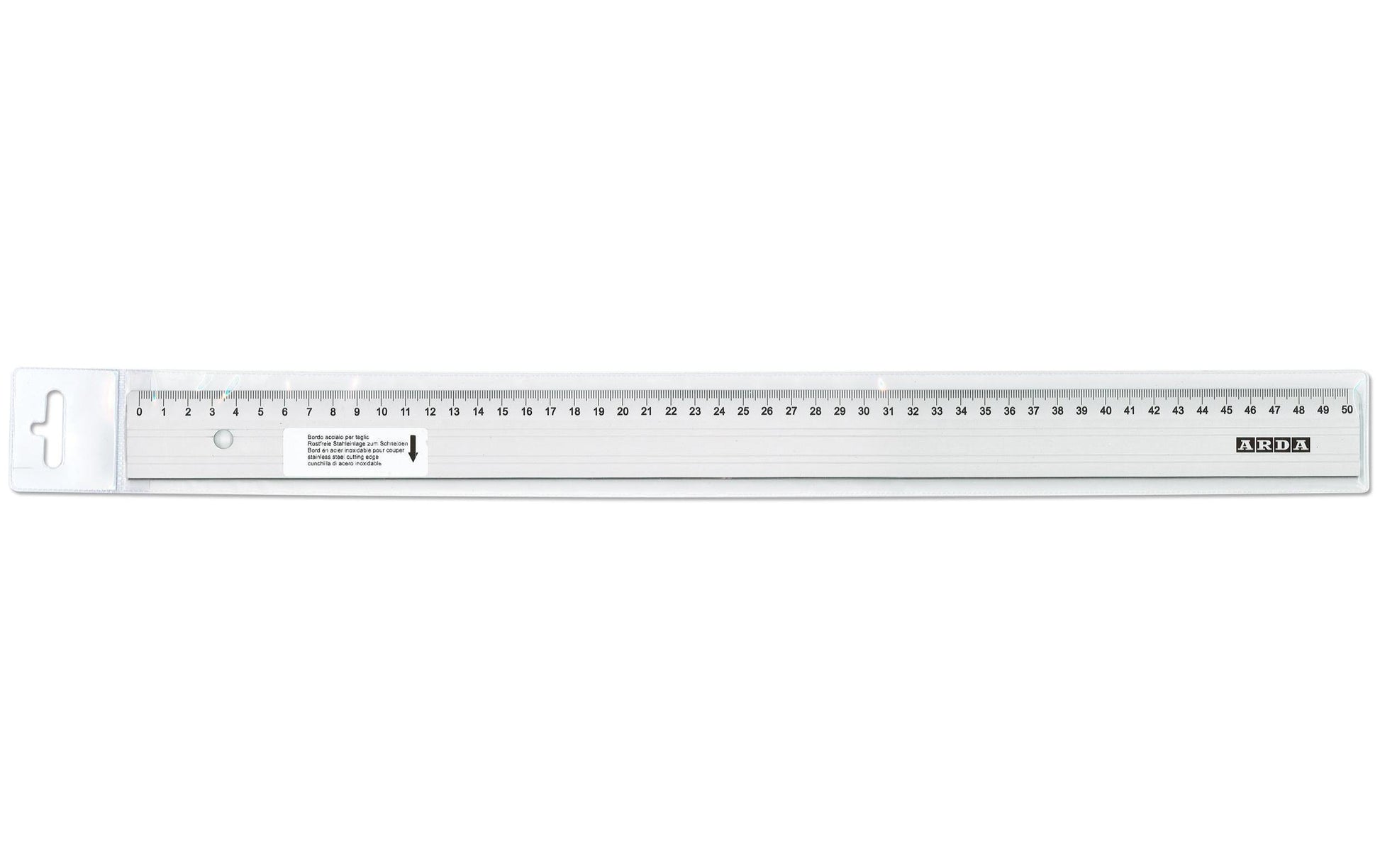 ARDA Wandtafel-Lineal 50 cm – Aluminium, Silber, mit Stahl-Schneidekante