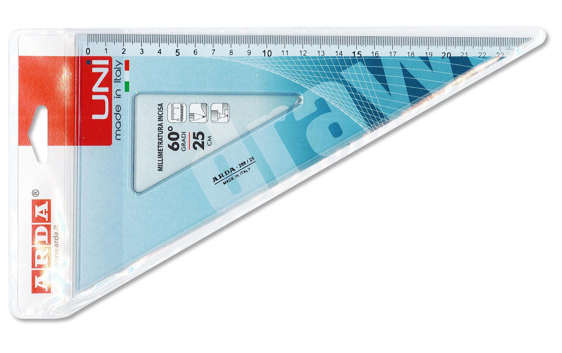 ARDA Wandtafel-Winkel 60° – 25 × 25 cm, Kunststoff, transparent, Skalenfarbe schwarz