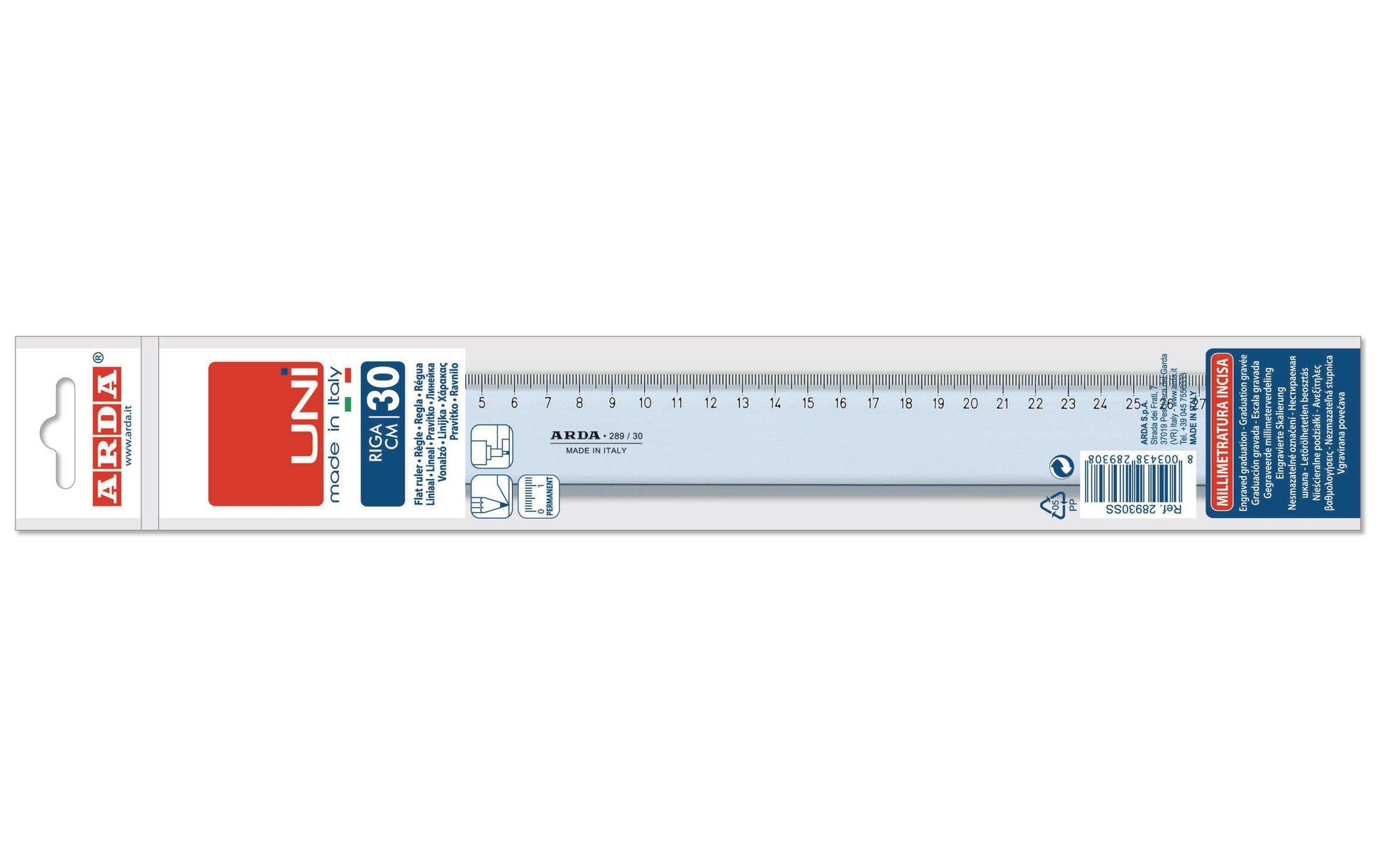 Arda Wandtafel-Lineal 30 cm – Kunststoff, transparent