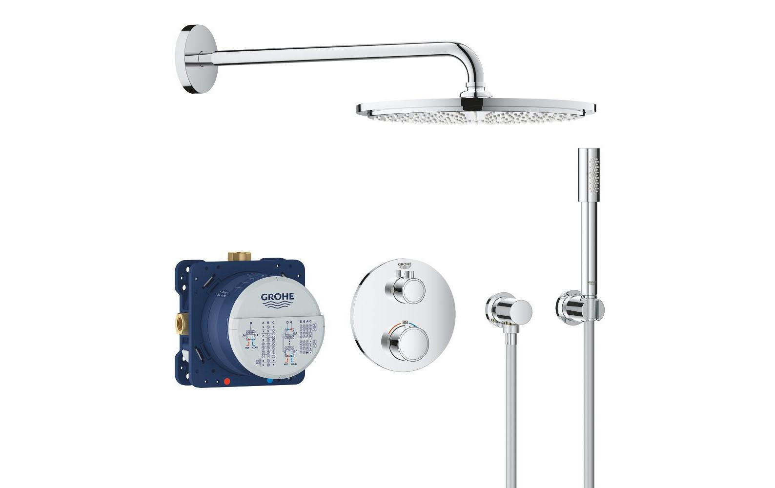 GROHE Grotherm Badebatterie – Zweigriffarmatur (Unterputz), Messing, Chrom