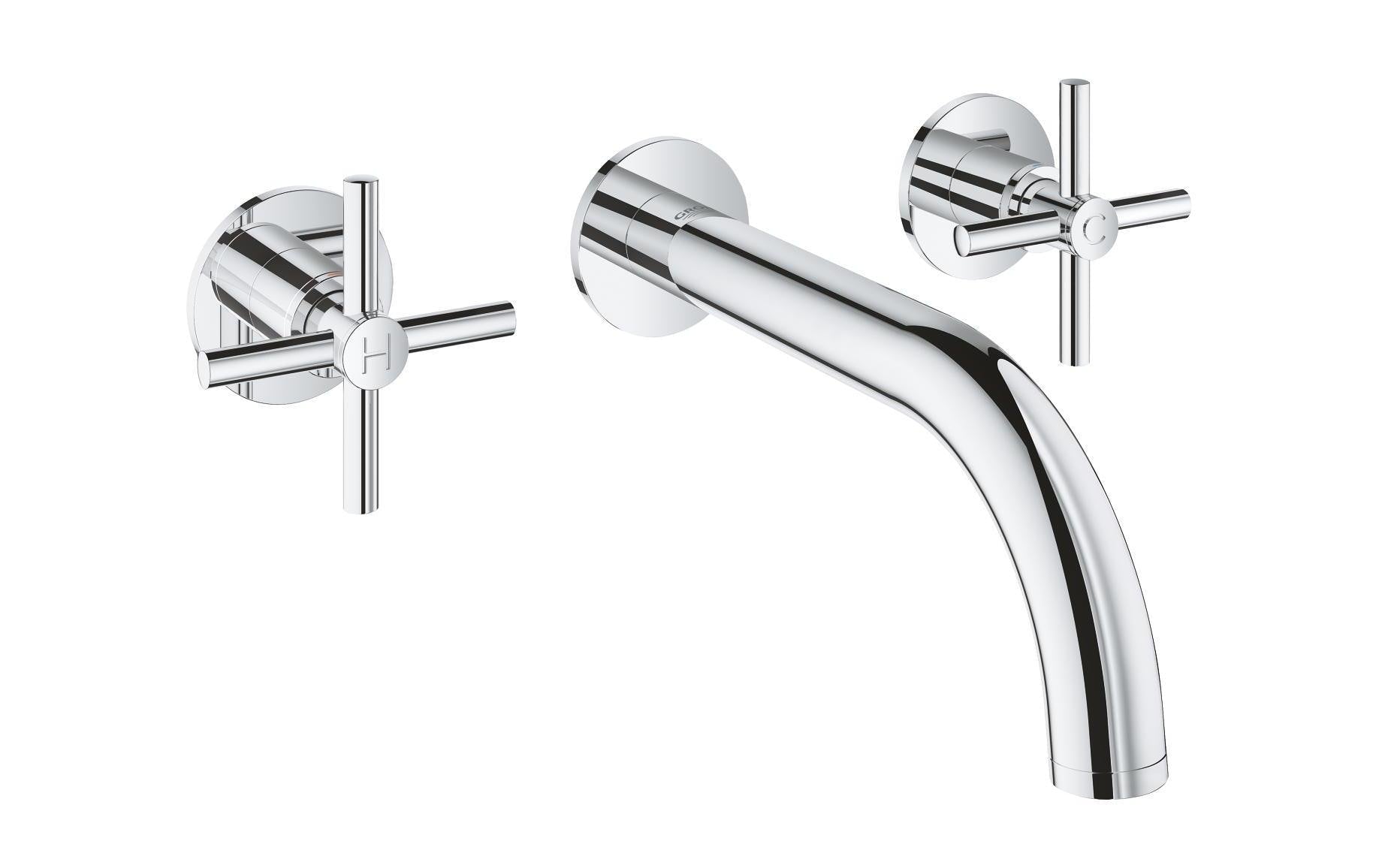GROHE Atrio 3-Loch Waschtischbatterie – Anschluss 1/2", 169 × 79 mm, Messing, Chrom, 5,7 l/min