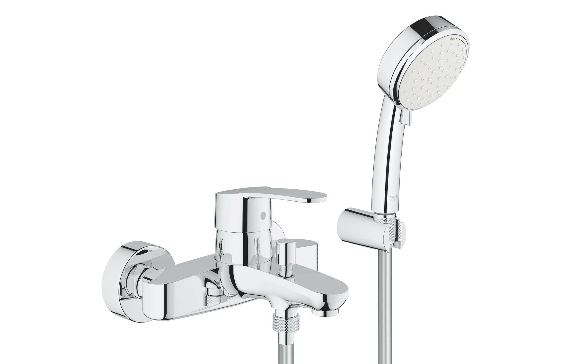 GROHE Eurostyle Cosmopolitan Badewannenbatterie – Einhebelmischer, Messing/Chrom, Wandmontiert, mit Handbrause