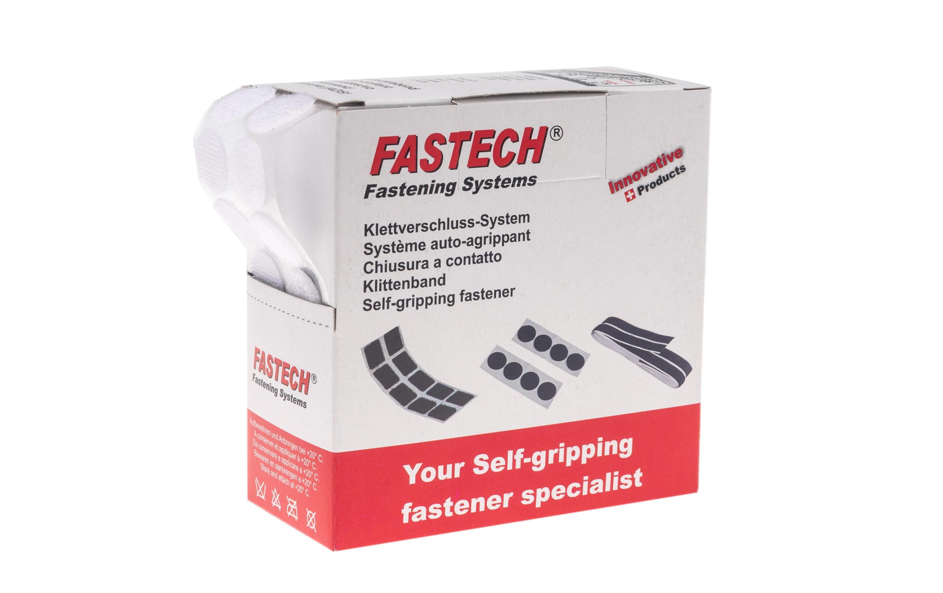 Fastech Klettband – 20 mm × 5,00 m, Kunststoff, Weiss, selbstklebend, 1er-Pack