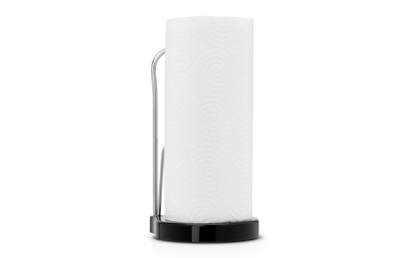 Brabantia Küchenrollenhalter Kunststoff/Edelstahl, 13 × 12 × 22 cm, mit Rollenfixierer, Silber/Schwarz
