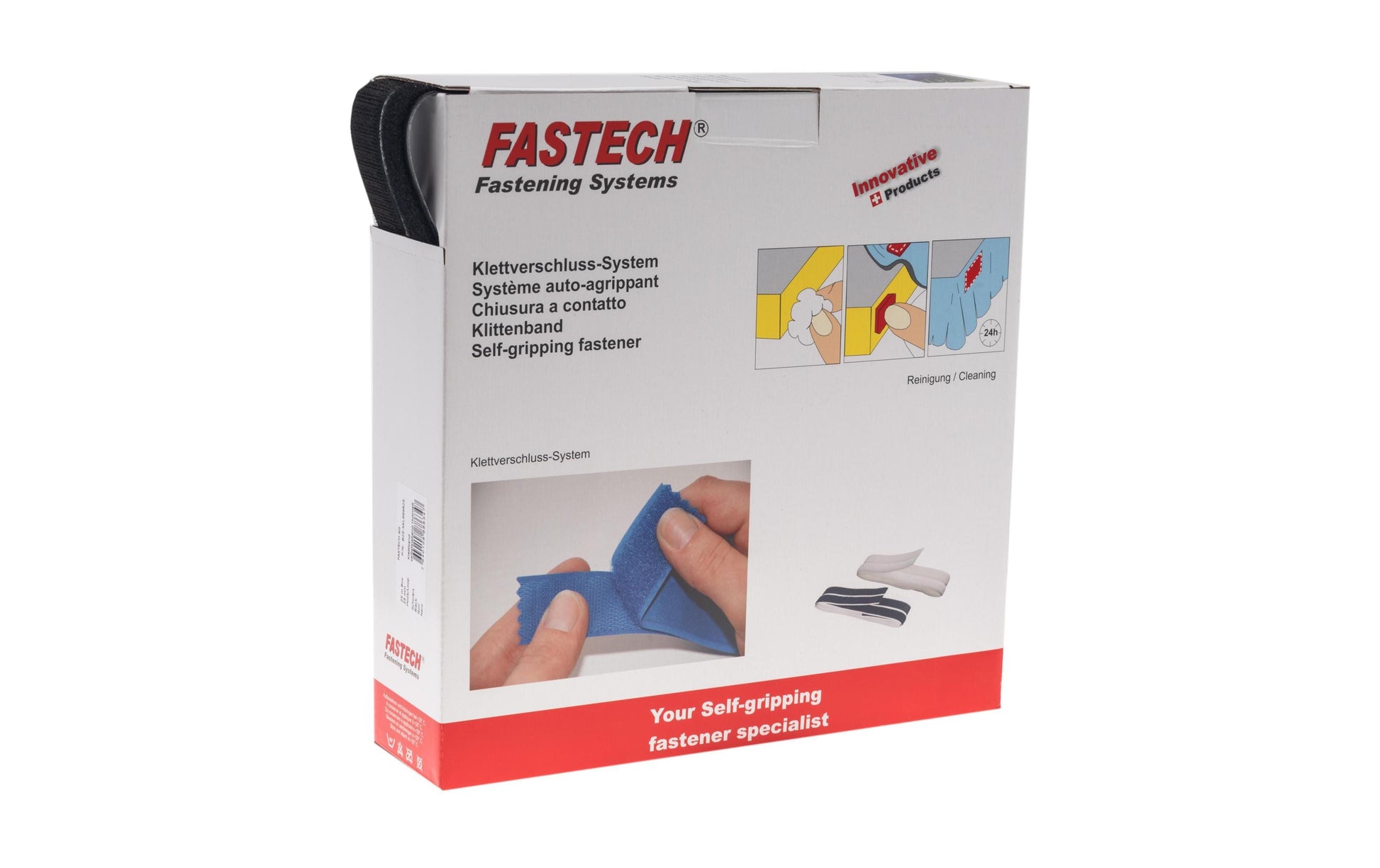 FASTECH Klettband – 25 mm × 25 m, schwarz, selbstklebend, 1 Stk.