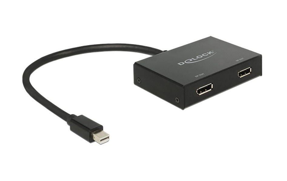 DeLOCK DisplayPort MST Hub – 2× DisplayPort, DP 1.2, passiv, für Geräte mit Mini DisplayPort 1.2 (nicht Mac)