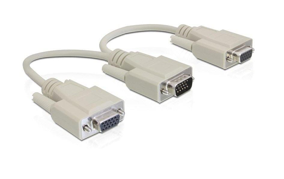 DeLOCK Adapter VGA (D-Sub) zu 2× VGA (D-Sub) – 2 Ports, 0,2 m, passiv, Beige