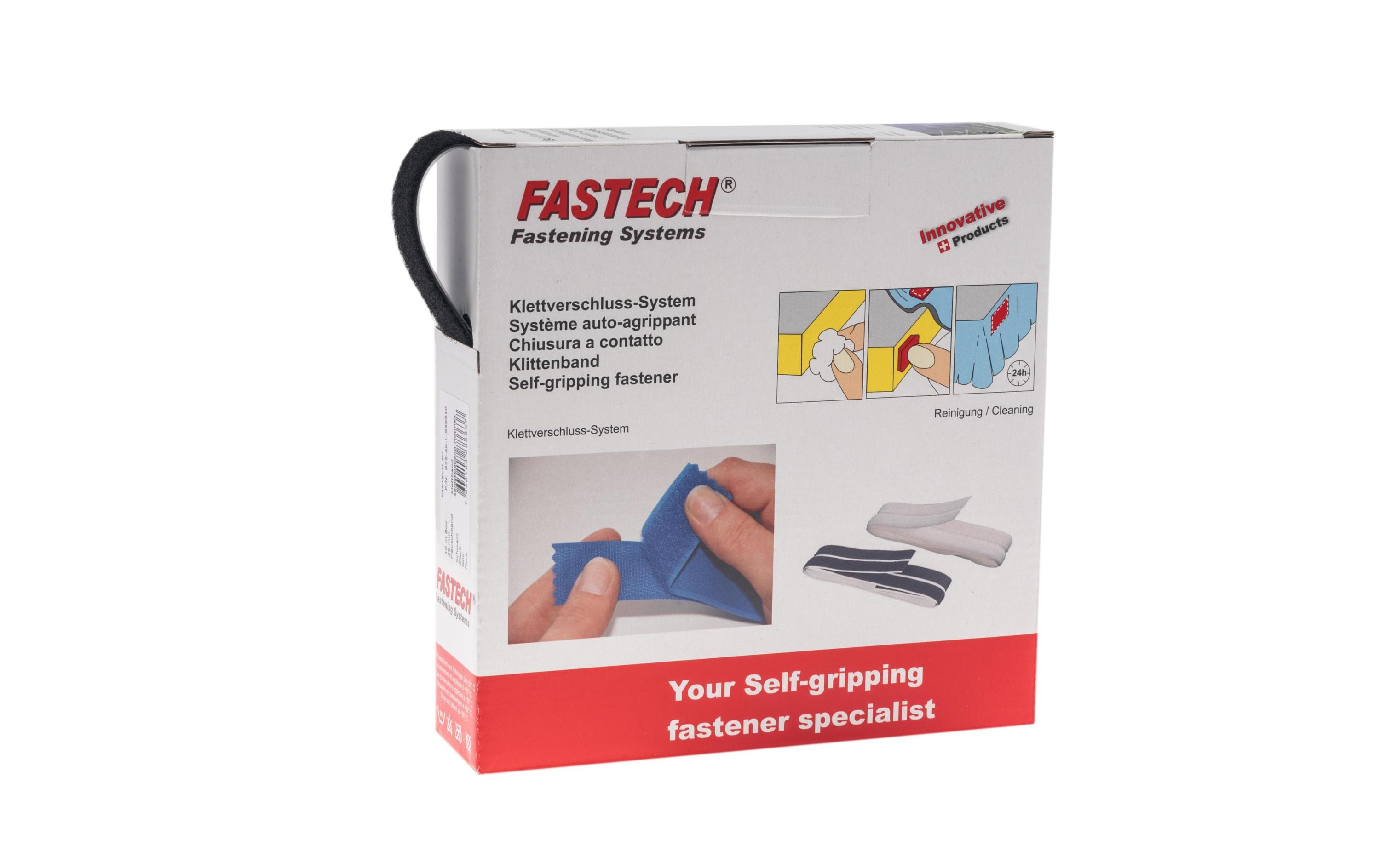 Fastech Klettband 10 m × 25 mm, Schwarz
